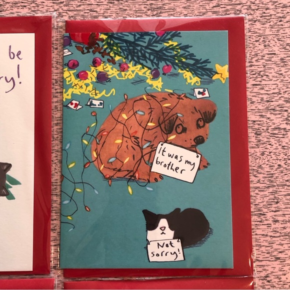 Cheeky Cat Christmas Cards - 8 - with envelopes - Jo Clark Design Christ… - Picture 10 of 12